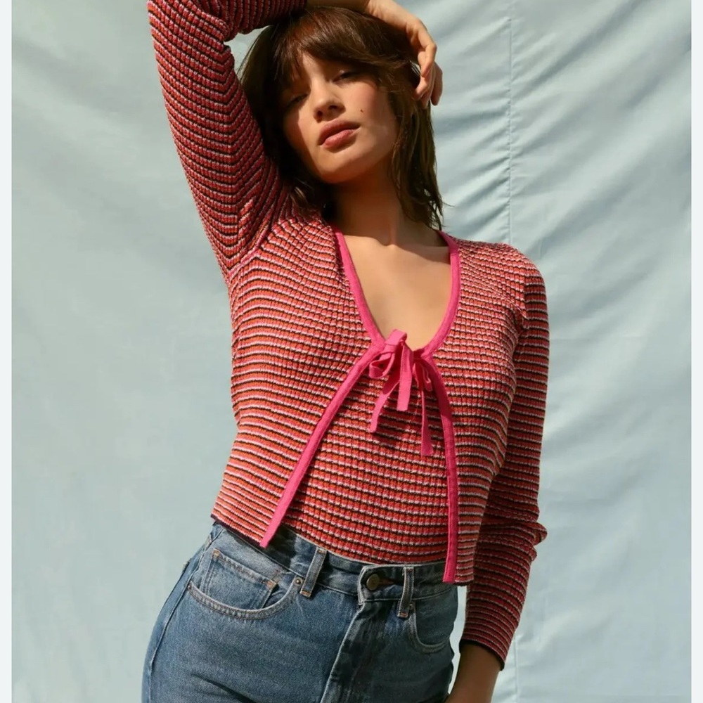 Matching cardigan and tank knit set